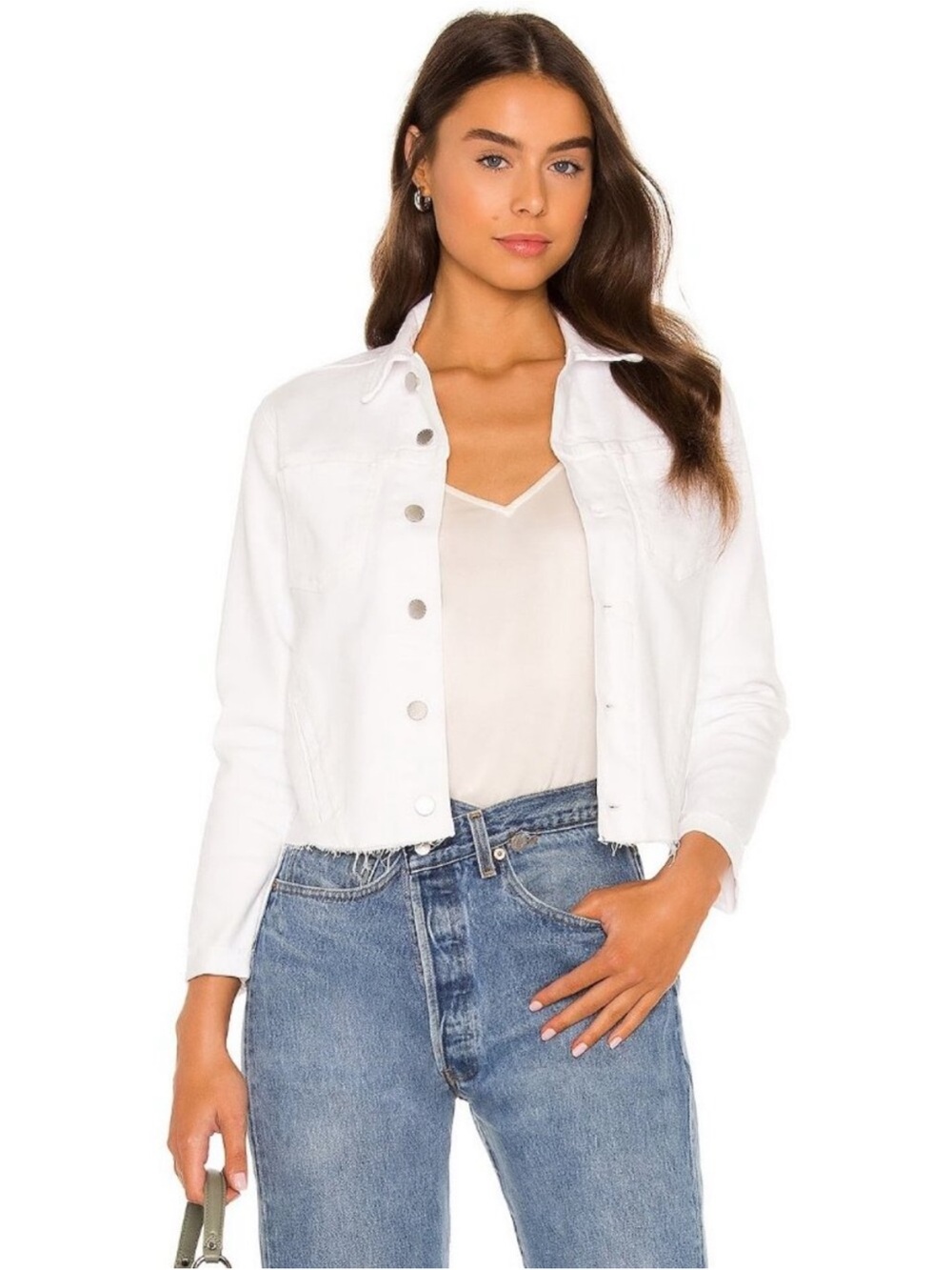 NWT $335 L’agence Janelle Blanc Cropped Denim Jacket